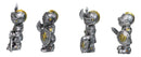 Set of 4 Medieval Suit of Armor Knights With Axe Sword Shields Mini Figurines
