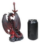 Red Lava Volcano Rock Widow Blade Dragon Figurine With Letter Opener Sword