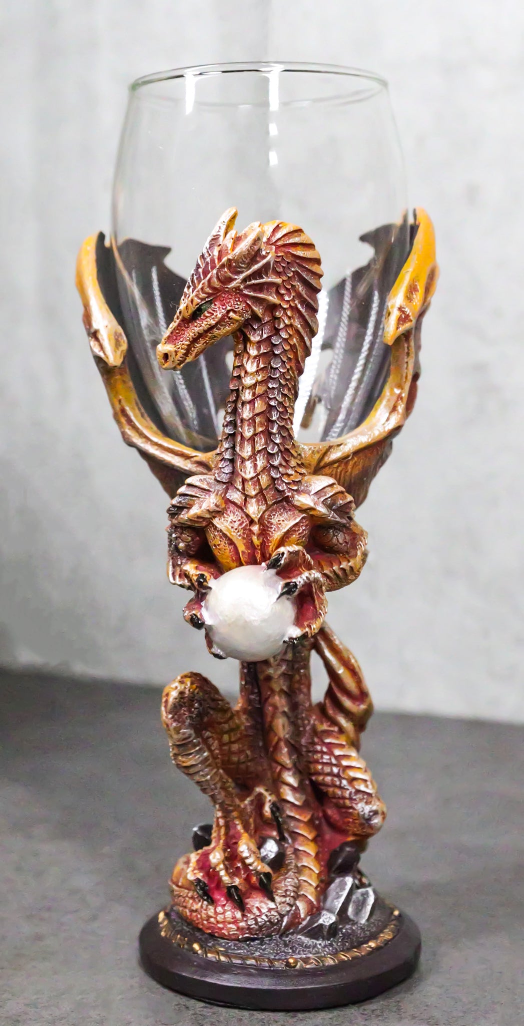 Rust Dragon Pearl Guardian Glass Wine Goblet Chalice Cup Dragons Blade Series