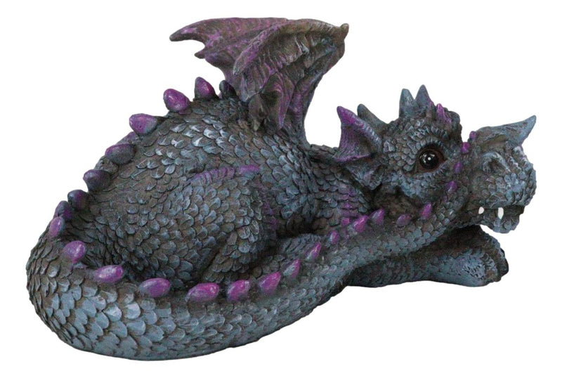 Whimsical Fantasy Purple Shy Garden Dragon Hatchling Hiding Behind Tail Figurine