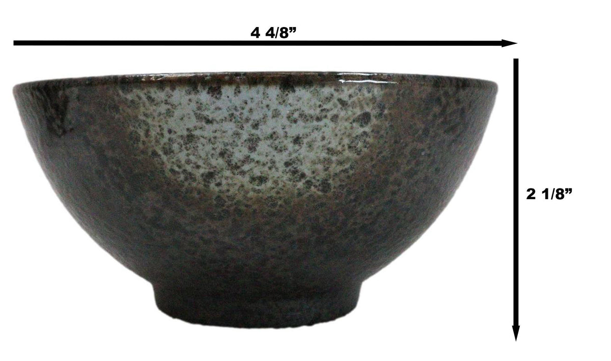 Pack Of 6 Charcoal Grey Hakumu Collection Small Rice Soup Appetizer Bowls 10oz