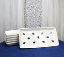 Pack Of 6 Ceramic White Neta Zara Sushi Case Plates With Drip Holes 8" By 4"