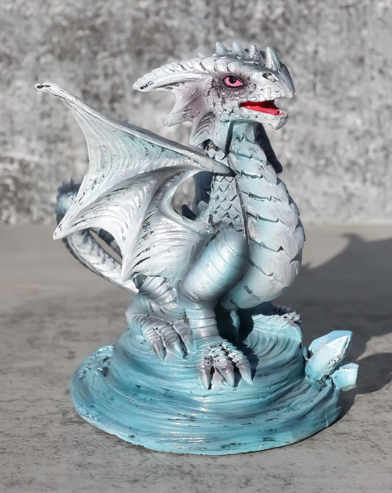Ebros Baby Blue Sea Rock Dragon Wyrmling Collectible Statue 4.25" Long Figurine