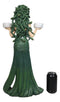 Large Greek Gorgon Goddess Medusa In Green Gown Dual Votive Candleholders Statue
