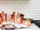 Set Of 3 Round Hammered Stainless Steel Serving Or Mixing Bowls Copper Finish