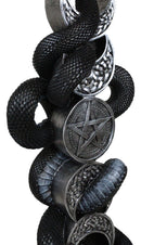 Wicca Triple Moon Pentagram Insignia Black Viper Snake Taper Candle Holder Decor