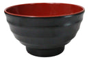 Set Of 6 Red And Black Round Ridged Body Soup Salad Rice Melamine Bowls 6.5"D