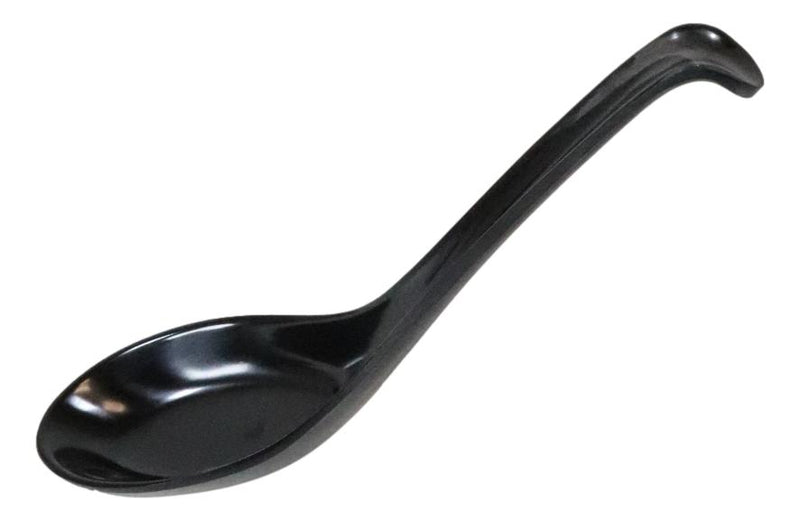 Glossy Black Melamine Ladle Style Soup Spoons With Hook Ends 1oz Set of 6 Spoon