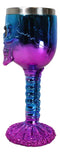 Metallic Blue And Pink Plated Skull With Skeleton Spine And Bones Wine Goblet