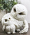 Whimsical 2 White Snowy Mother Owl And Owlet Nesting Figurine Owls Family