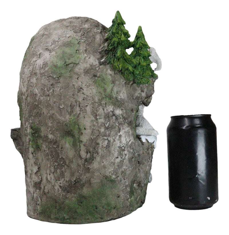 Snow Capped Wolf Den Rocky Cave Lair With Pine Trees LED Display Stand Sculpture