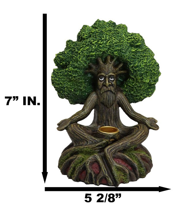 Forest Greenman Tree Man Ent Meditating Backflow Incense Cone Burner Figurine