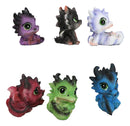 Set of 6 Fantasy Whimsical Colorful Hatchling Baby Dragons Mini Figurines