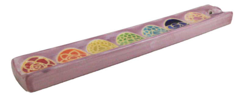 Ceramic Colorful Rainbow 7 Chakra Zone Colors Mandala Flowers Incense Holder