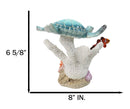 Blue Sea Turtle Swimming with 2 Clownfishes By LED Coral Reef Anemone Figurine