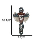 Gothic Angel Winged Cowboy Skull With Red Scarf Prison Shackle Chains Wall Cross