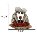 Love Never Dies Skeleton Couple Holding A Stalk of Rose Figurine Cake Topper