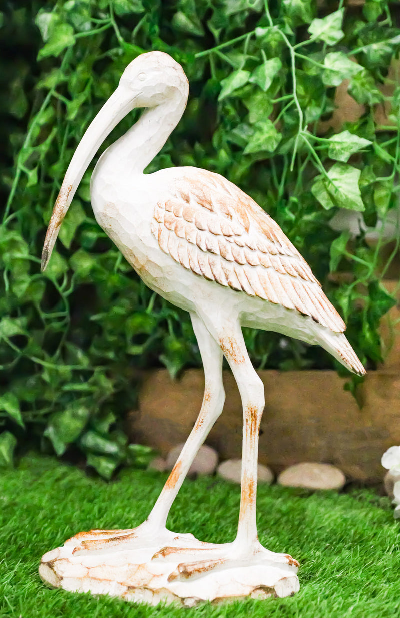 Nautical Marine Scarlet Ibis Distressed Faux Wood Finish Sculpture Decor 16"H