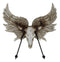 Rustic Western Cow Skull With Horns And Angel Wings Wall Double Hooks Sculpture