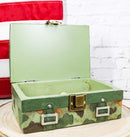Green Military US Army Emblem Officer Briefcase Camo Decorative Trinket Box