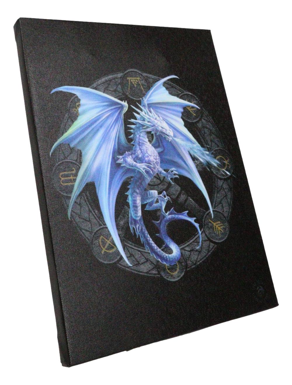 Anne Stokes Yule Drake Sabbats Wheel of The Year Dragon Canvas Wall Decor - Ebros Gift