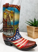 Rustic Western American USA Flag With Oil Derrick Cowboy Boot Money Piggy Bank