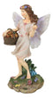 Enchanted Garden Butterfly Fairy With Floral Laurel And Apple Basket Figurine