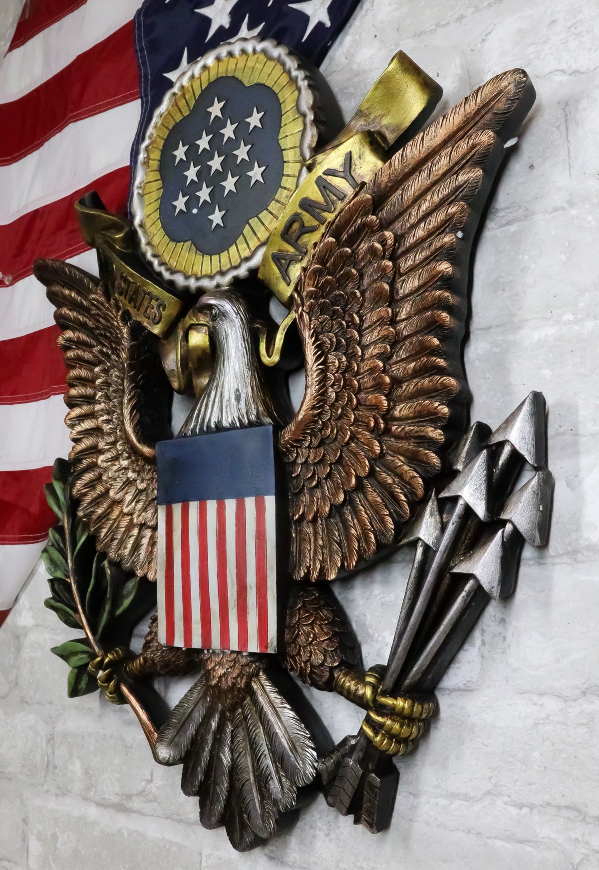 Patriotic United States Army Bald Eagle Great Seal Military Wall Decor Plaque