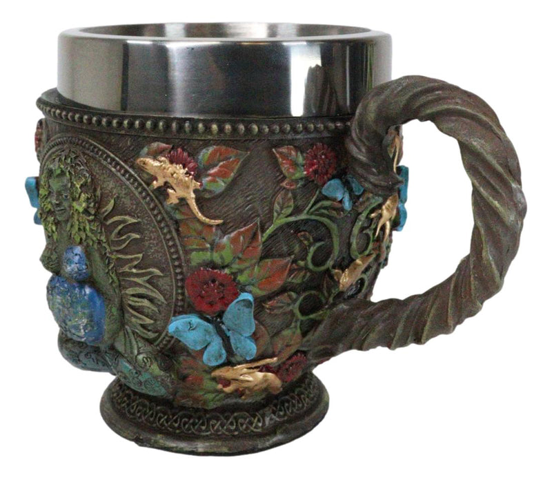 Wicca Green Mother Earth Goddess Millennial Gaia With Flora And Fauna Teacup Mug