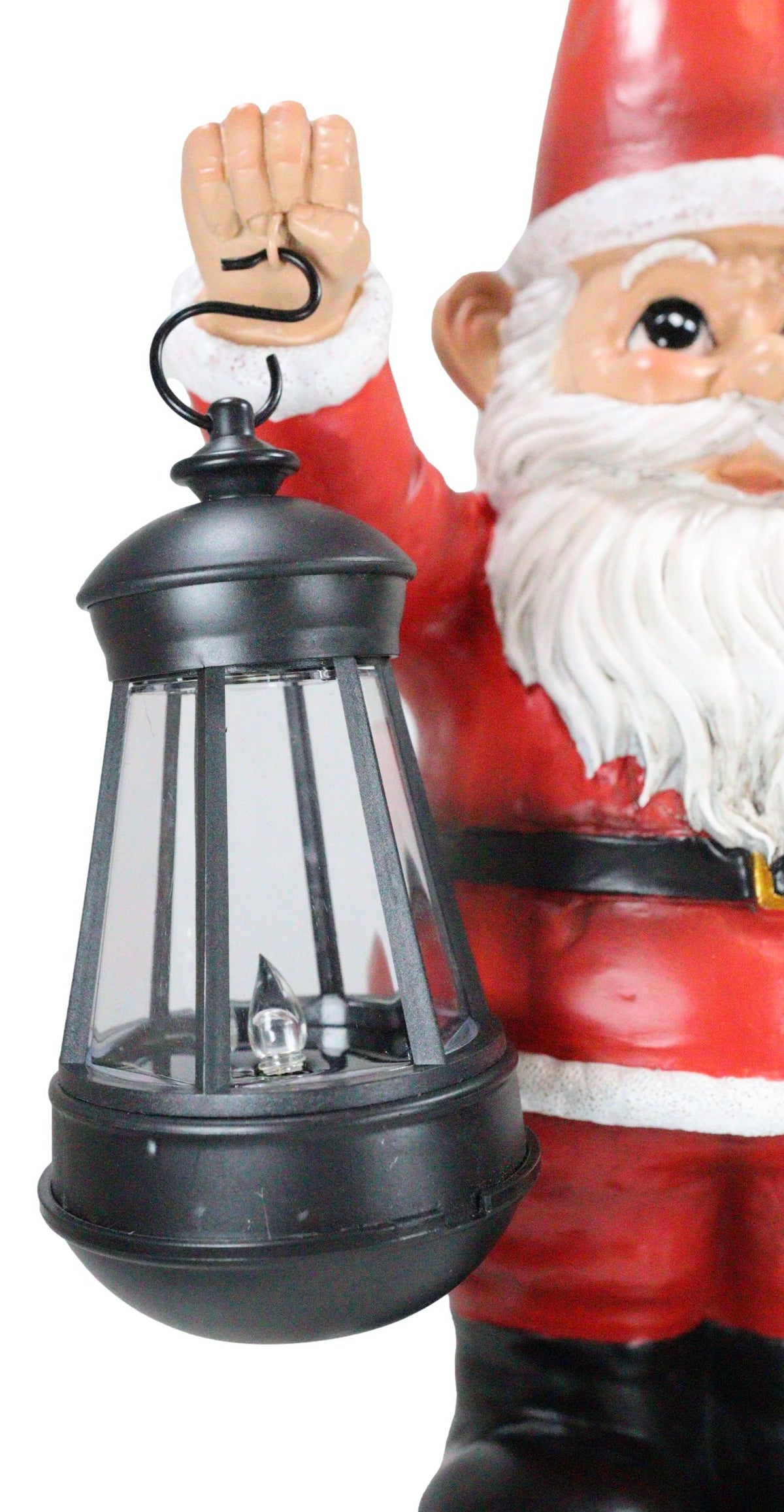 Merry Christmas Santa Claus Holding Gift And Solar Colorful LED Lantern Statue