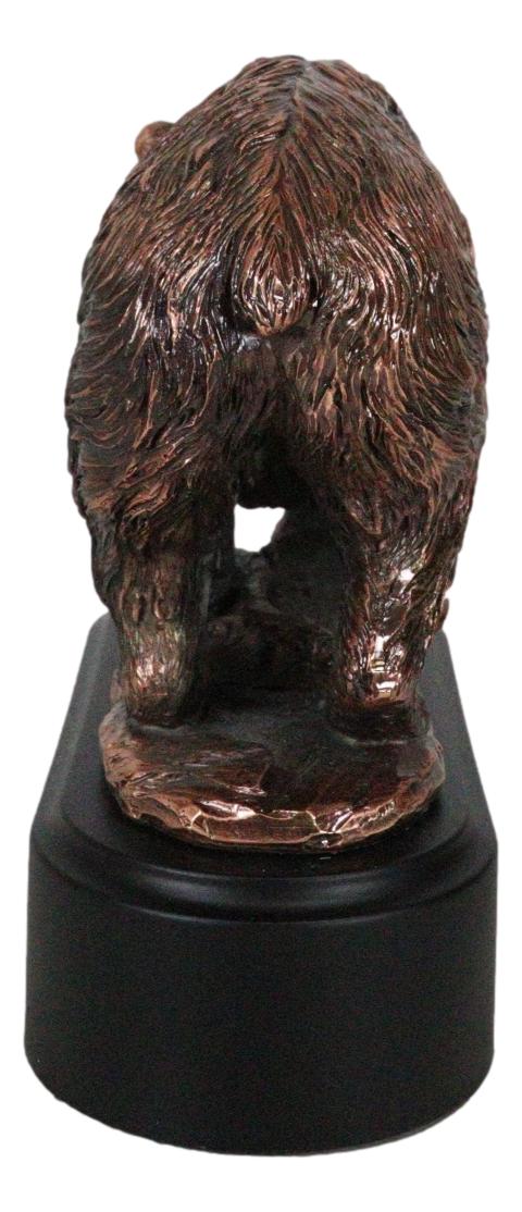 Pawing Grizzly Bear Statue 6.25"H Bronze Electroplated Resin Wildlife Figurine