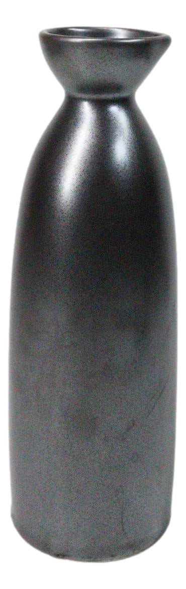 Set Of 6 Porcelain Tetsu Kesho Iron Balck Japanese Wine Sake Tokkuri Flasks 9oz