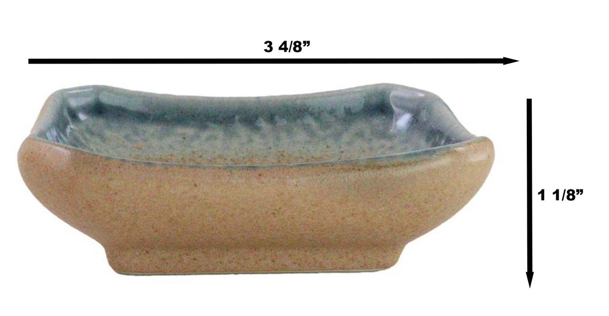 Pack Of 6 Ceramic Ao Nagashi Soy Sauce Oil Condiment Rectangular Dishes 2oz