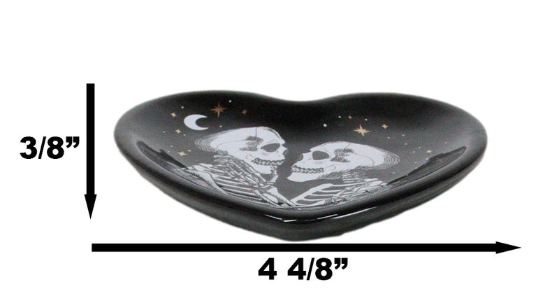 Gothic Day Of The Dead Love Never Dies Skeleton Couple Heart Trinket Dish Decor