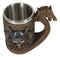 Viking Berserker Skull With Horned Helmet And Axes Dragon Longship Large Mug