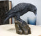 Perching Raven On Rock Statue 5" Tall Gothic Crow Scavenger Bird Decor Figurine