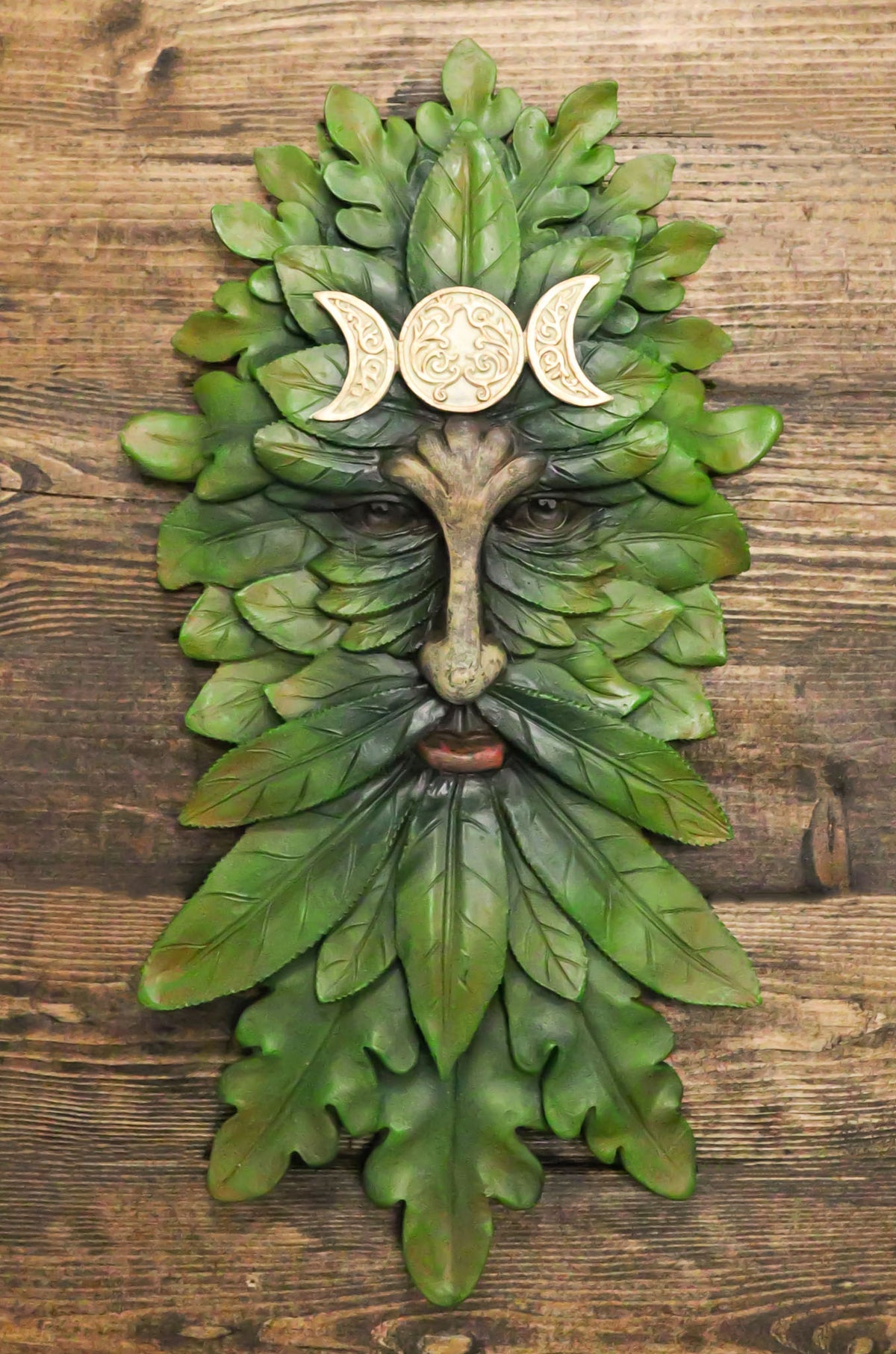 Nature Spirit God Celtic Greenman Wicca Triple Moon Tree Ent Wall Decor Plaque - Ebros Gift