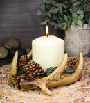 Antler Haven Candle Ring Holder Or Candleholder Rustic Deer Antler & Pinecone