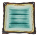 Pack Of 6 Green Midori Kannyu Ceramic Wavy Square Appetizer Salad Plates 7"