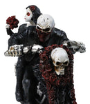 Gothic Ghost Skeleton Biker Couple on Red Roses Motorcycle Bike Figurine