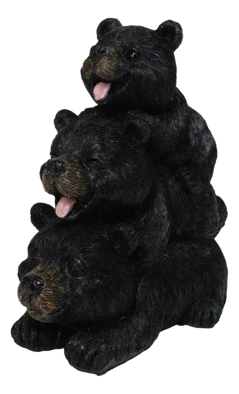 Cabin Companion Playful Black Bear Totem Figurine 3 Stacked Bears Wildlife