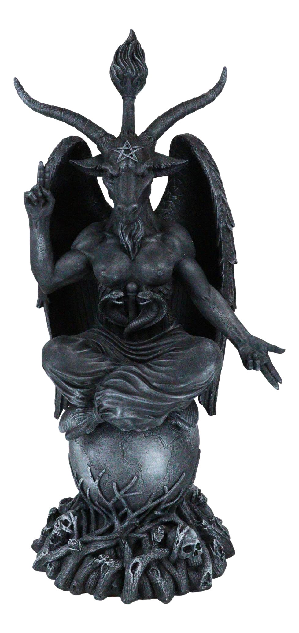 Faux Stone 3 Feet Oversized Sabbatic Goat Baphomet Statue - Ebros Gift
