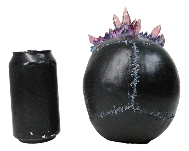 Macabre Wicca Magic Purple Hues Crystals Black Cranium Skull Figurine