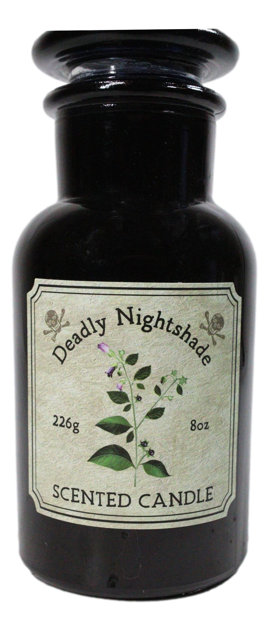 Ebros Deadly Nightshade Scented Candle Black Glass Apothecary Jar 8 Oz