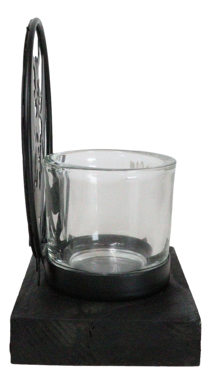 Wicca Occultic Sabbatic Goat Winged Baphomet Coated Metal Votive Candle Holder
