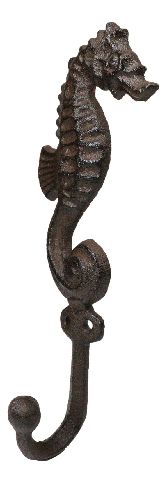 Pack of 2 Marine Ocean Nautical Seahorse Wall Cast Iron Rustic Coat Hooks