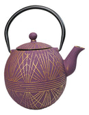 Spherical Purple With Gold Yarn Tetsubin Medium Cast Iron Teapot 28oz Tea Pot