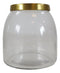 Set of 3 Clear Glass Canister Make Up Seashells Sand Storage Jars With Gold Lids