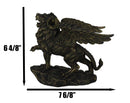 Faux Bronze Greek Guardian Winged Lion Chimera Gargoyle With Goat Horns Figurine