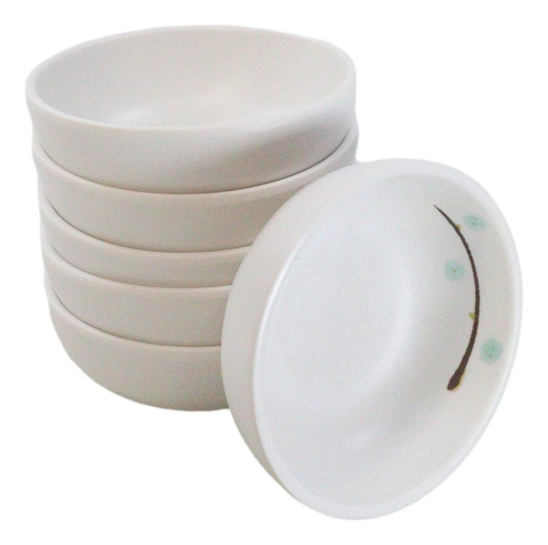 Set Of 6 Modern Yukino Hana Snowflakes Melamine Soup Rice Shallow Bowls 5oz